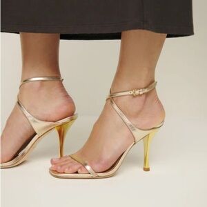 Reformation Angelina Heeled Sandal Gold - Size 7